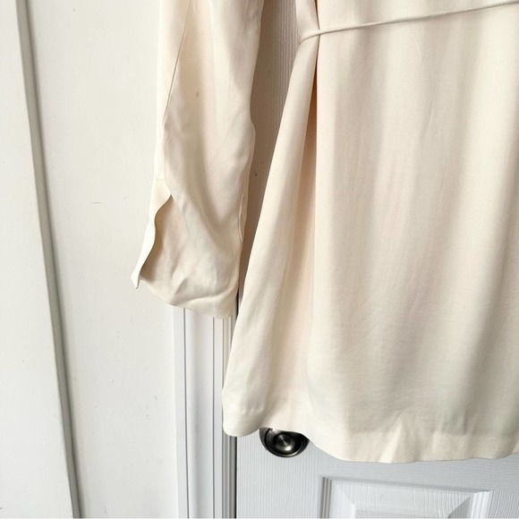 Zara Cream Beige Satin Effect True Wrap Long Sleeve Blazer Mini Dress Small - Picture 15 of 16